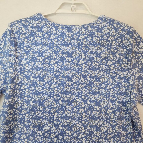 Time and Tru Womens Top Blue White Floral XXXL 22 Short Sleeve Stretch - Picture 4 of 8